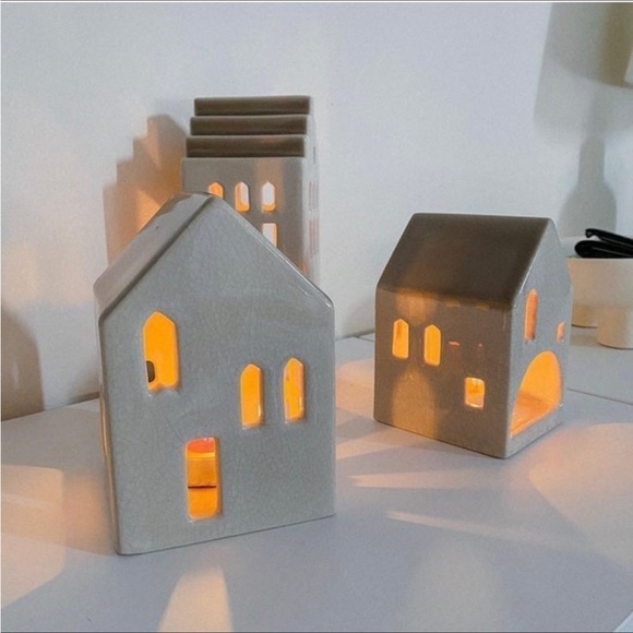 3pc Ceramic House LED Tea Light Holder - Threshold with Studio McGee - Picture 5 of 6